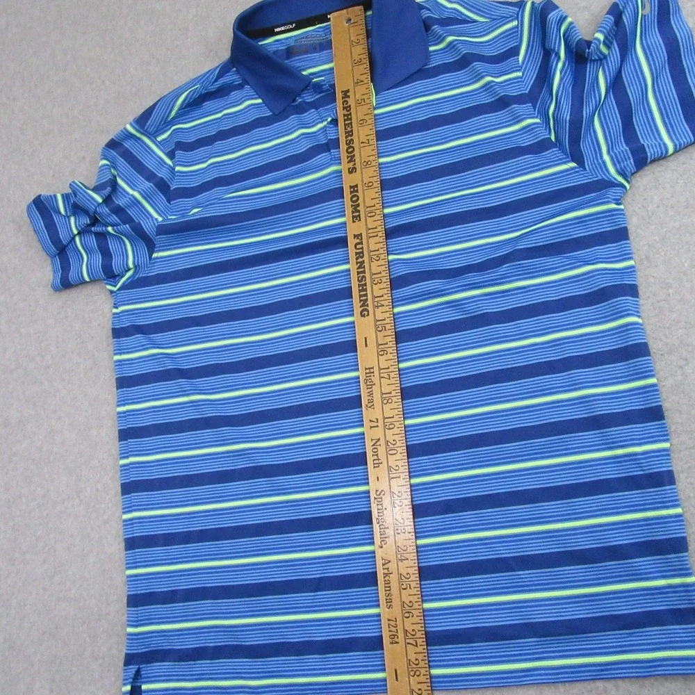 Nike Mens Golf Polo Shirt L Blue Striped Tour Performance Dri Fit‎ Sports